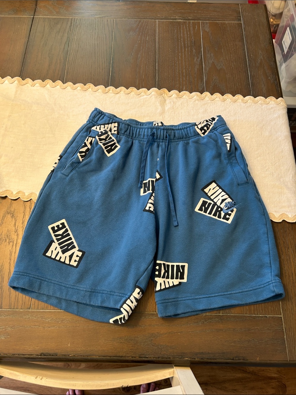 Nike Blue Logo-Print Athletic Shorts